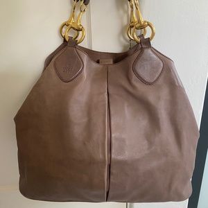 GUCCI soft icon pink tan leather tote